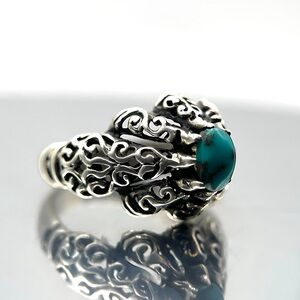 Vintage Natural Blue Turquoise 925 Sterling Silver Ring